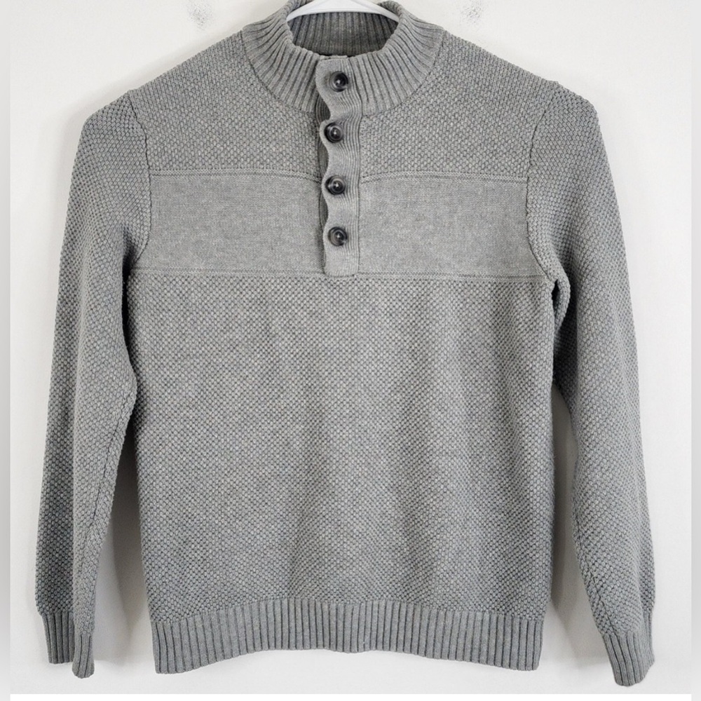 NEW Izod Men's Zip-Up 100% Cotton Sweater in Gray